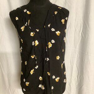 OLD NAVY SIZE S/P BLACK SLEEVELESS SUNFLOWER TOP